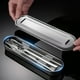 thumbnail image 4 of Chopsticks Spoon Set, Three-piece Cutlery Box, Portable Outdoor Travel Cutlery, Stainless Steel, Foldable, 304 Grade, Student, Camping, Picnic, Home Kitchen, for Dorm, Metal Chopsticks,, 4 of 9