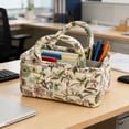 thumbnail image 4 of Floral Quilted Fabric Storage Basket with Handles Portable Rectangular Organizer Tote Boho Decorative Desktop Storage Bin For Bedroom Living Room Nursery, 4 of 4