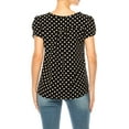 thumbnail image 3 of Women's Solid Overlapping Short Sleeve Top with Front Keyhole and Ruffle Accent, 3 of 5