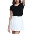 thumbnail image 4 of Women Solid Color Pleated Skirts Fadhion High Waist Girl School Uniforms Above Knee Skirts White M, 4 of 10