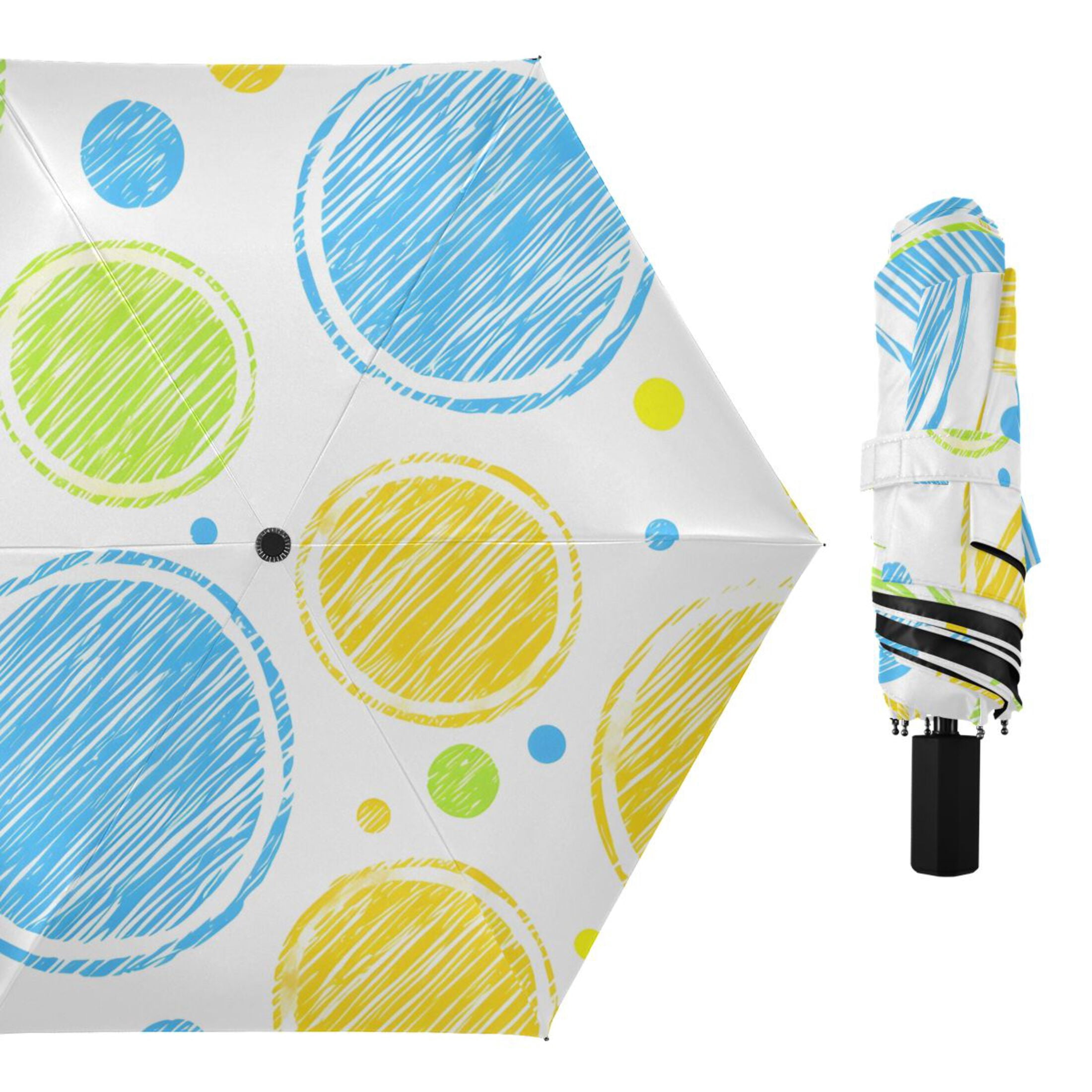 ALAZA Polka Dots UPF 50+ Compact Folding Umbrella for Rain Travel Umbrella Packable