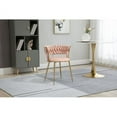 thumbnail image 3 of Woven Dining Chairs Set of 2, Velvet Upholstered Dining Chairs with Gold Metal Legs, Modern Accent Chairs for Living Room, Dining Room, Kitchen(Pink), 3 of 7