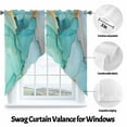 thumbnail image 3 of Abstract Teal Swag Curtain Valance for Windows, Aqua Marble Cracks Texture Crystal Modern Window Treatments Short Swag Topper for Kitchen Windows Bathroom Bedroom, 36"x63", 3 of 8