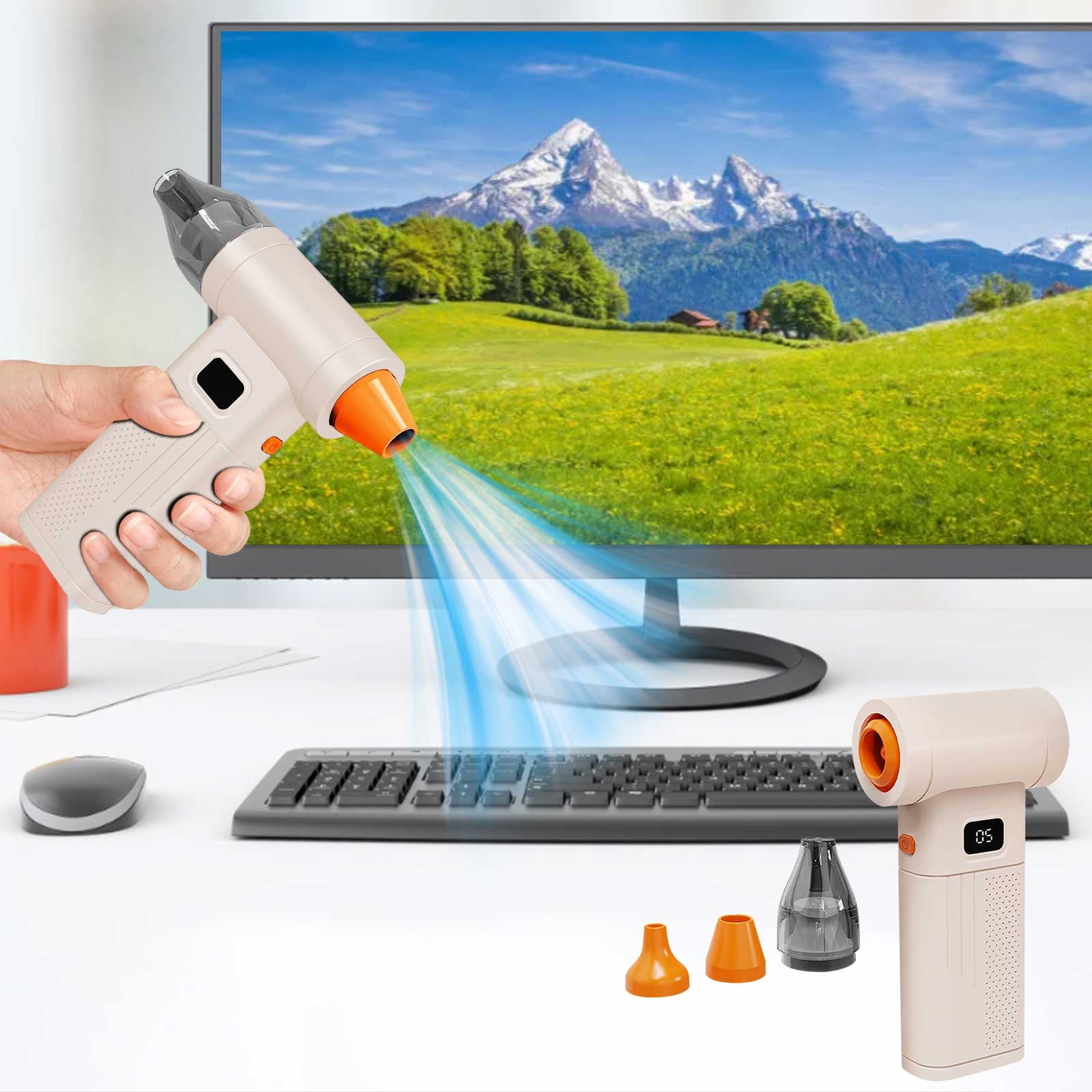 Handheld Turbine Fan, High Speed Brushless Air Blower with Adjustable Wind and Long Battery Life, Portable Cleaning Duster for Camping Car Snow Removal