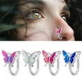 thumbnail image 2 of Sin perforación, de de mariposa de 4 , clip de oreja apariencia de U, goteo de aceite con , aro de cristal, 2 of 8
