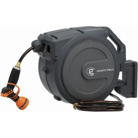 Giraffe Tools Retractable Garden Hose Reel Wall Mounted 1/2-IN 78-FT Water Hose