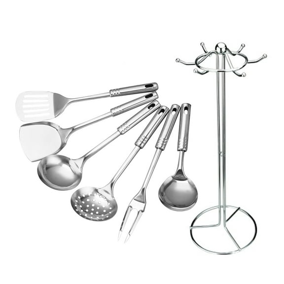 TEHAUX Viking Stainless Steel Cooking Utensils Silver 7Pcs 1.6X3.9X12.6Inch