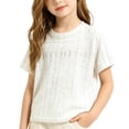 thumbnail image 2 of Zpanxa Kids Shirts Smocked Crew Neck Short Sleeve Solid Color Lightweight Breathable Summer Casual Tee, 2 of 7