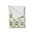 thumbnail image 2 of Exotic Soft Flannel Fleece Throw Blanket, Hand Drawn Tropic House with Watercolor Palm Trees Pattern on Striped Background, Cozy Plush for Indoor and Outdoor Use, 60" x 80", Multicolor, by Ambesonne, 2 of 5