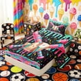 thumbnail image 2 of Erosebridal Pink Teal Drippy Baseball Bat Print Twin Sheet Sets, Colorful Sports Bedding for Kids Boys and Girls, 1 Flat Sheet, 1 Fitted Sheet and 1 Pillowcase, 2 of 6