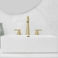 thumbnail image 6 of 8 in. Widespread Double Handle High-Arc Bathroom Faucet Water-Saving With Drain Kit In Brushed Gold, 6 of 13