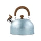thumbnail image 1 of Hervidor de agua con silbato de acero inoxidable, hervidor de agua de gran capacidad, fondo plano para cocina de inducción de gas, hervir agua, 2L, azul, 1 of 10
