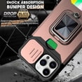 thumbnail image 4 of Design for iPhone 14 Pro Phone Case with Screen Protector Card Holder Stand Kickstand Heavy Duty Slim Shockproof Hybrid Rugged Drop Protective Cover for iPhone14pro Women 6.1 inch Rose Gold, 4 of 16