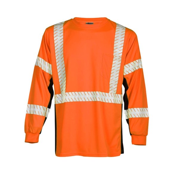 ML Kishigo 9135 Polyester Black Series Class 3 Long Sleeve T-Shirt, Extra Large, Orange