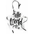 thumbnail image 1 of Hello World Apron, Monotone Calligraphy Hand Written Words and Branch on a Plain Backdrop, Unisex Kitchen Bib with Adjustable Neck for Cooking Gardening, Adult Size, Charcoal Grey White, by Ambesonne, 1 of 4
