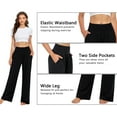 thumbnail image 4 of SWQZVT Womens Sweatpants Wide Leg Yoga Pant for Women Black High Waisted Casual Stretchy Women Pants Light Weight Soft Comfort Slacks L, 4 of 10