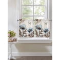 thumbnail image 3 of Half Window Curtains 24 Inches Long, Teal Tulip Window Treatment Curtain Drapes, Vintage Spring Floral Summer Botanical Brown Short Curtains Tiers for Kitchen Over Sink, 27.5"x24", 2 Panels, 3 of 7