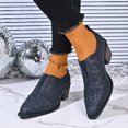 thumbnail image 4 of EKVAHL Women's Slip‑On Low Heel Booties, Classic Faux Suede Pointed Toe Walking Pumps, Stable Stacked Heel Ankle Boots Blue, 4 of 5