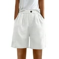 thumbnail image 2 of CheerKidz Women's Comfortable Summer Shorts Summer Cotton and Linen Elastic High Waist Linen Pants with Pockets for Casual and Comfort Wear, 2 of 5