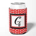 thumbnail image 2 of Letter G Initial  - Red Black Polka Dots Can or Bottle Hugger, 2 of 5