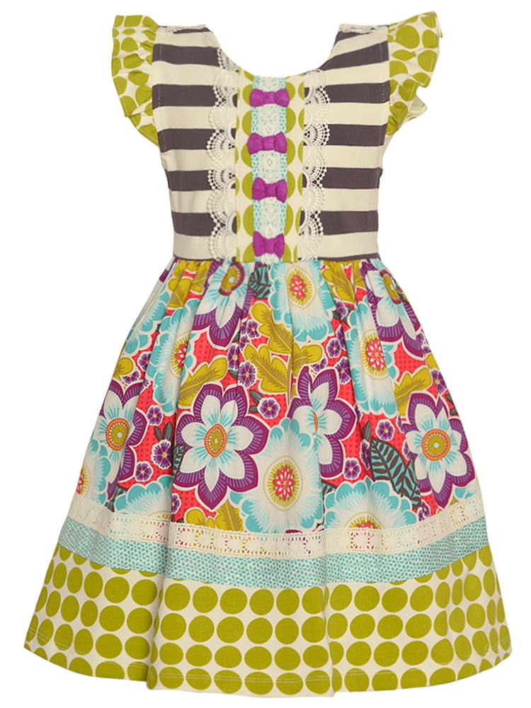 Counting Daisies Counting Daisies Little Girls Gray Polka Dots Lace