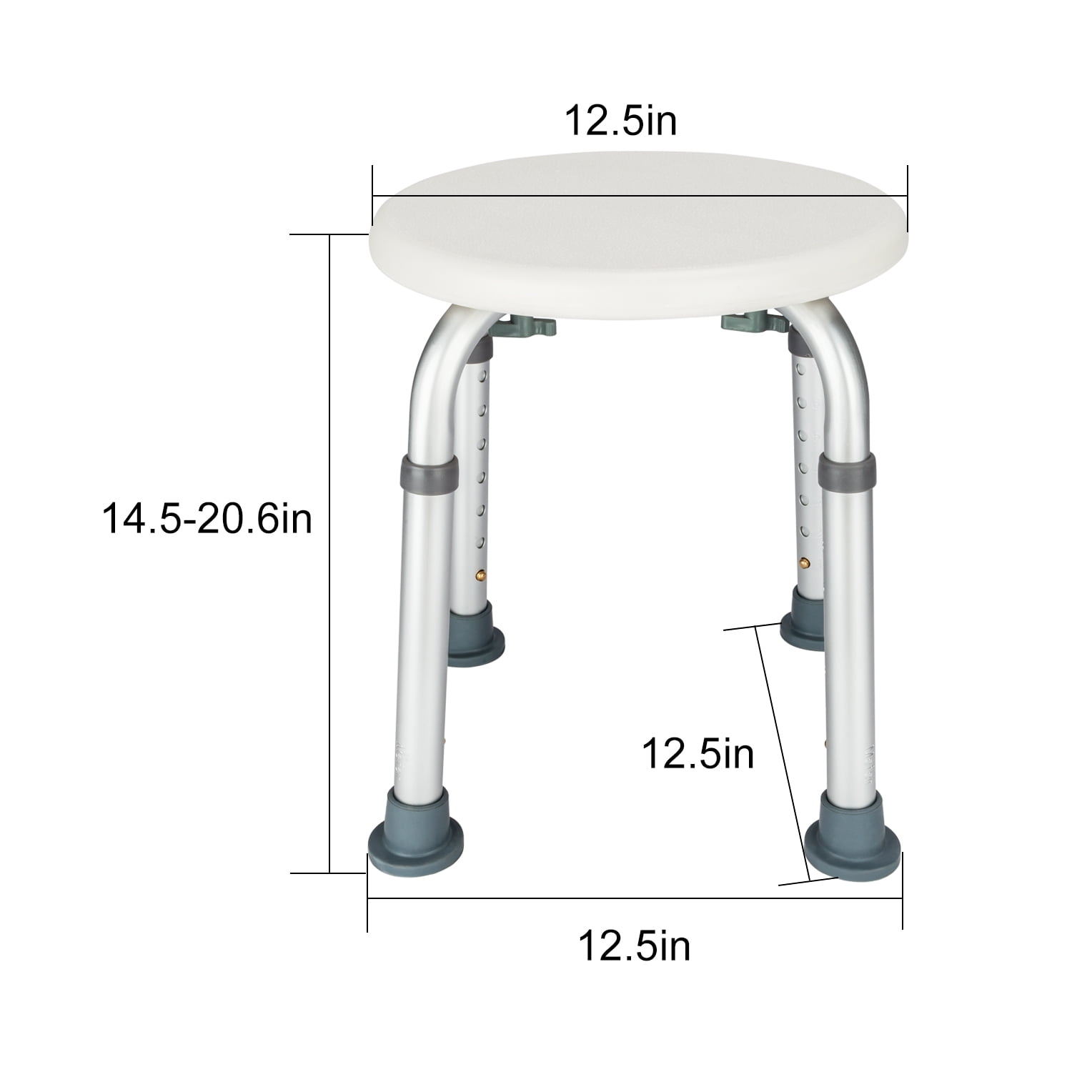 Shower Chairs Stools with Grab Bar, 12.6'' x 12.6'' x 20" Adjustable
