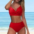 thumbnail image 6 of Clearance Sales Swimwears Tankinis Set Summer Saving Two Piece Swimsuits Women Vintage Front Two Ruched Swimwears Bathing Suit Tie String Thong Bikini Set for Women, 6 of 6