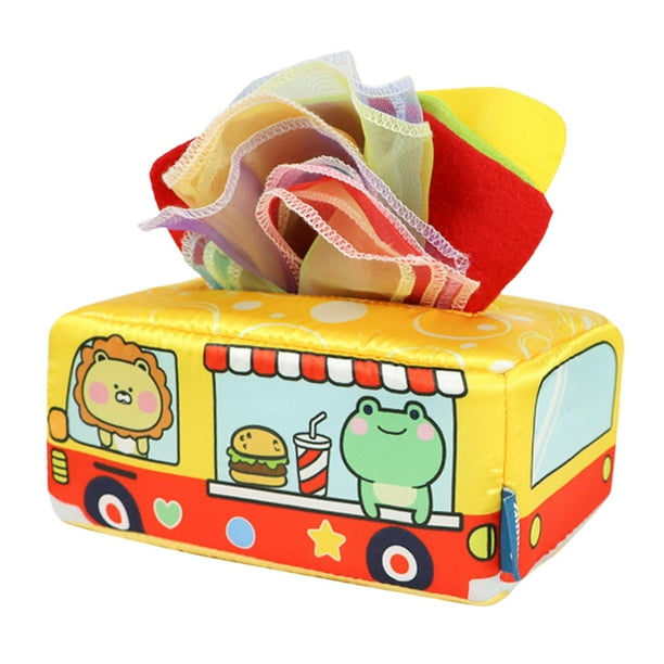 pañuelos para bebé, pañuelos de tirón ocupado, pañuelos arrugado, pañuelos suaves, actividades desarrollo de , Autobús