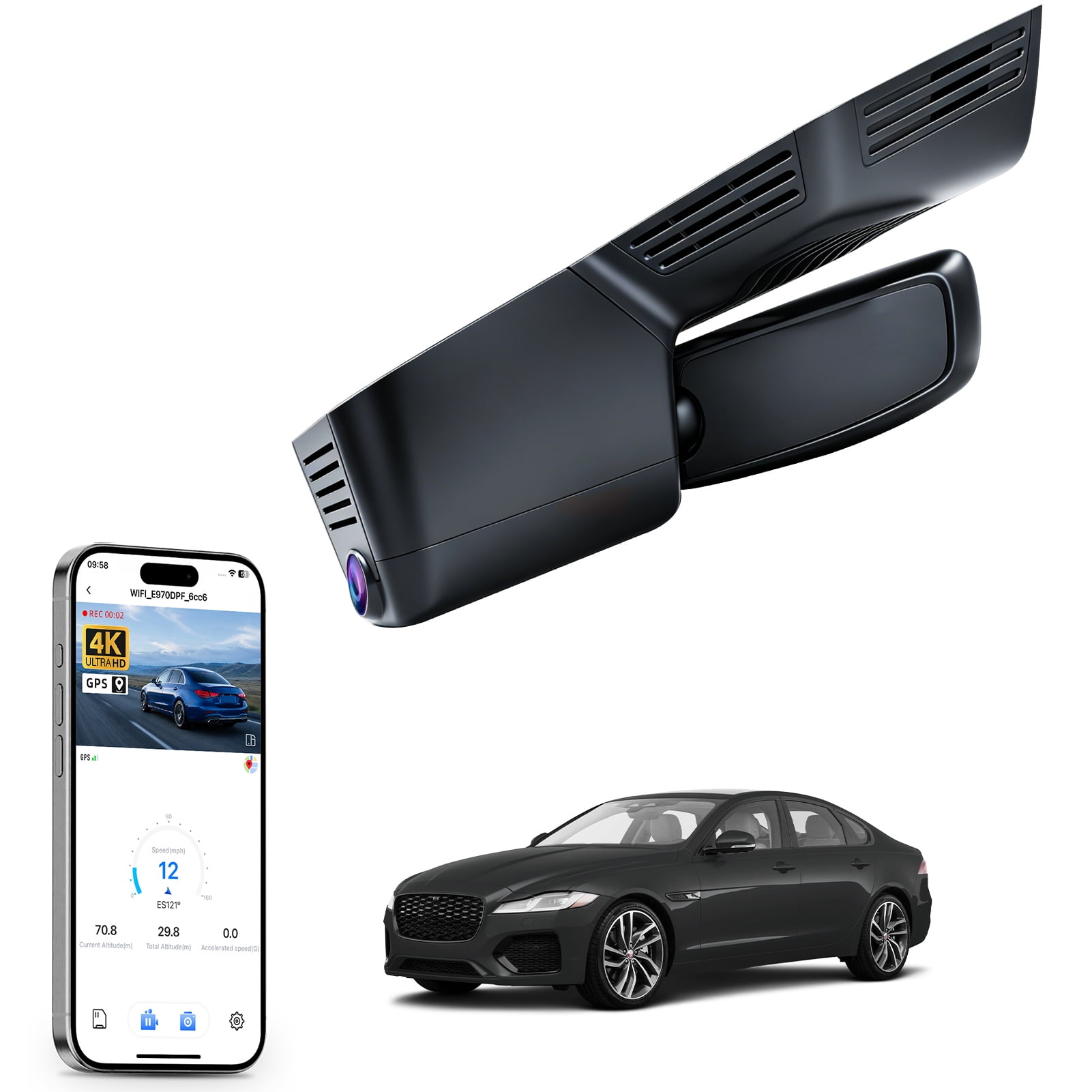 Mangoal 4K HDR Dash Cam Dual STARVIS 2 Fit for Jaguar Gen2 XF X260 Facelift 2022 2023 2024 (Model C), OEM Style, WiFi & APP, GPS, 64GB Card