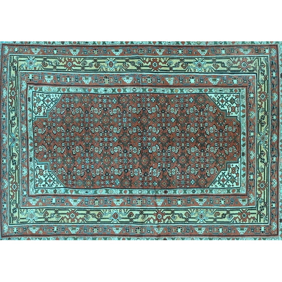 Ahgly Company Indoor Rectangle Persian Light Blue Traditional Area Rugs, 3' x 5'