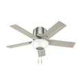 thumbnail image 6 of Hunter 44 inch Indoor Ceiling Fan with LED Light - Low Profile Ceiling Fan with Pull Chain, For Bedroom, Living Room, or Kitchen, No Remote, 5 Blades - Fitzgerald 51587, Brushed Nickel, 6 of 15