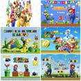 thumbnail image 2 of Fondo de fiesta con texto personalizado, tema de Super Mario Bros, fondo de cumpleaños para niños, pancarta de fotos para baby shower, accesorios de decoración, póster, 2 of 5