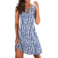 thumbnail image 1 of B91xZ Femmes Summer Robe Élégante Lanterne Formelle Patchwork Sans Manches Flowy Maxi Robes, Bleu M, 1 of 5
