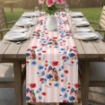 thumbnail image 4 of 4th of July Table Runner 90 Inches, Independence Day Floral Pink Striped Bed Runner Dresser Scarves Tabletop for Indoor Outdoor Parties/Ceremony/Banquet, 13" x 90", 4 of 9