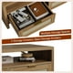 thumbnail image 5 of Mesa de Café Boho de Ratán de 40" Rectangular, Estilo Moderno de Medio Siglo con 2 Cajones de Ratán, Estante Abierto y Tiradores Dorados, 5 of 7