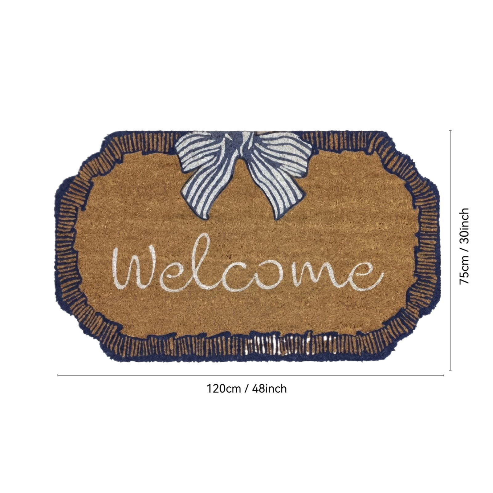 Lumifun Bow Welcome Coir Doormat 48 x 30 inch, Non-Slip Outdoor Entryway Rug, Durable Coconut Fiber Mat for Front Door, Porch, Patio, Farmhouse & Coastal Home Decor