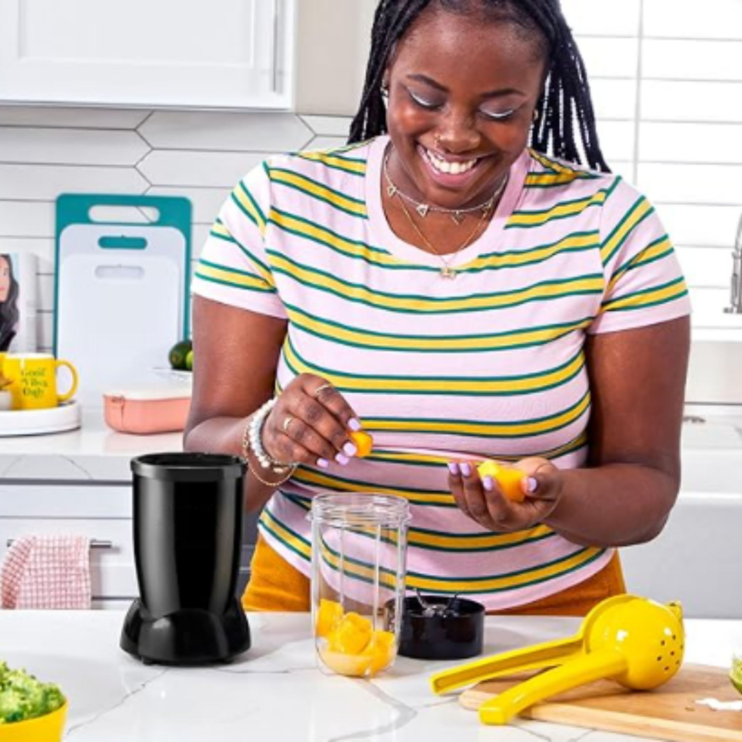 Blender Set, 7-Piece Set, 250W Blender and Food Processor, 2 Blending Cups, Cross Blade, Compact Design, Smoothies, Sauces, Silver
