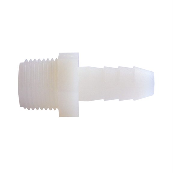 Adaptador Anderson de nylon de 1/4 pulgadas de diámetro. MPT Barb White