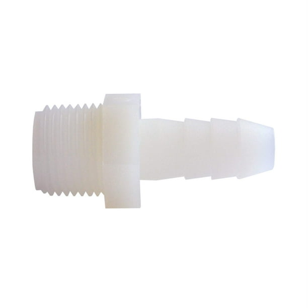 Adaptador Anderson de nylon de 1/4 pulgadas de diámetro. MPT Barb White
