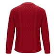 thumbnail image 5 of TFEOQRY Fashionable Men's Round Neck Sweater Long Sleeved Solid Color Pullover Knitted Sweater Tops Red, 5 of 5