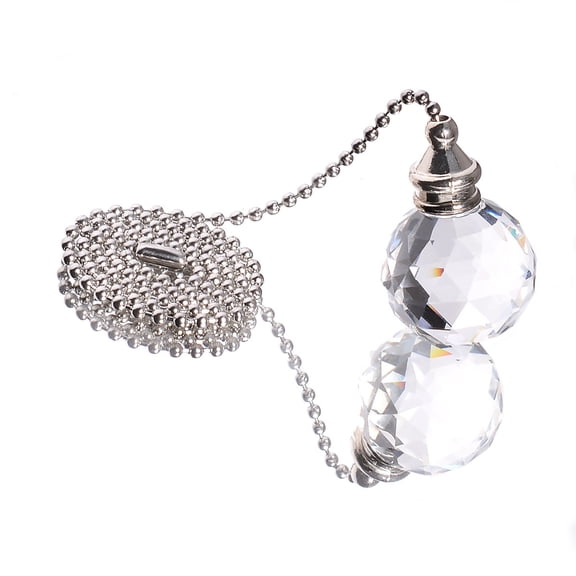 Dusknt Ceiling Fan Pull, Ceiling Fan Pull Chain Crystal Ball Pendant Extension with Connector for Light Fan Lamp Decor Replacement 2 Pieces