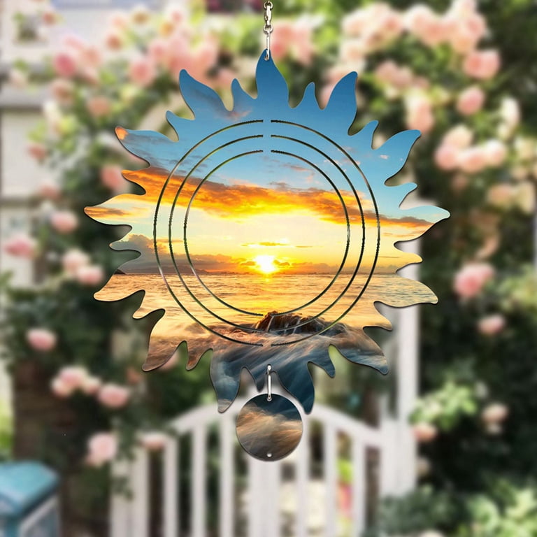 Bloepum 4X Sublimation Wind Spinner Blanks Outdoor Decor, Windchimes With 4 Thickened Aluminum Tubes For Mom Grandma Women
