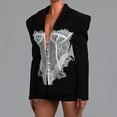 thumbnail image 4 of Womens Notched Lapel Pockets Blazer Jacket Suit T4285 Black S, 4 of 8