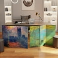 thumbnail image 6 of Red Lantern 3 ft. Short Monet Canvas Folding Screen - Impression Sunrise/Houses of Parliament, 6 of 7