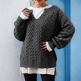 thumbnail image 2 of Knit Sweater Winter Warm Soft Turtleneck Pullover Casual Loose Fit Long Sleeve Crewneck Top For Fall Season Comfort Outfits, 2 of 4