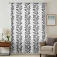 thumbnail image 3 of Black Grey Botanical Sheer Curtains 45 Inch Length, Light Filtering Voile Curtain Panel, Pastoral Spring Summer Leaf Aesthetics Rod Pocket Drapes Window Treatments for Living Room Bedroom 52"x45", 3 of 9