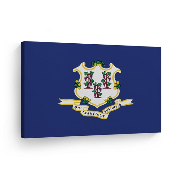 Smile Art Design Connecticut State Flag CANVAS PRINT State Capital of USA Flag Canvas Wall Art US State Flag Wall Art Home Decoration Living Room Dorm Office Decor Ready to Hang Made in USA 11x17