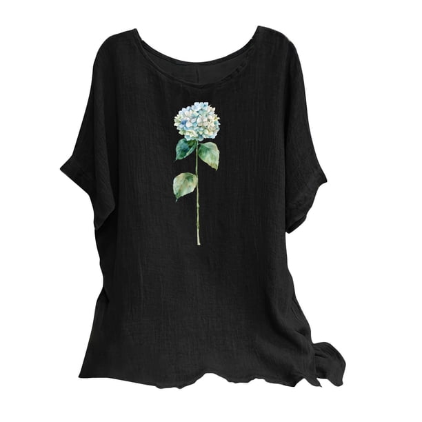 Vestidos Casuales Para Mujer, Blusas De Mujer De Moda Camisetas estampadas de moda para mujer, blusas casuales de lino holgadas de manga corta con cuello redondo y raglán