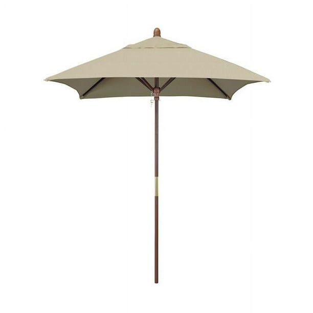 California Umbrella MARE604-5422 6 Ft. x 6 Ft. Marché du Bois Poulie Parapluie Ouverte Marenti Bois-Soleilla-Ancienne Beige