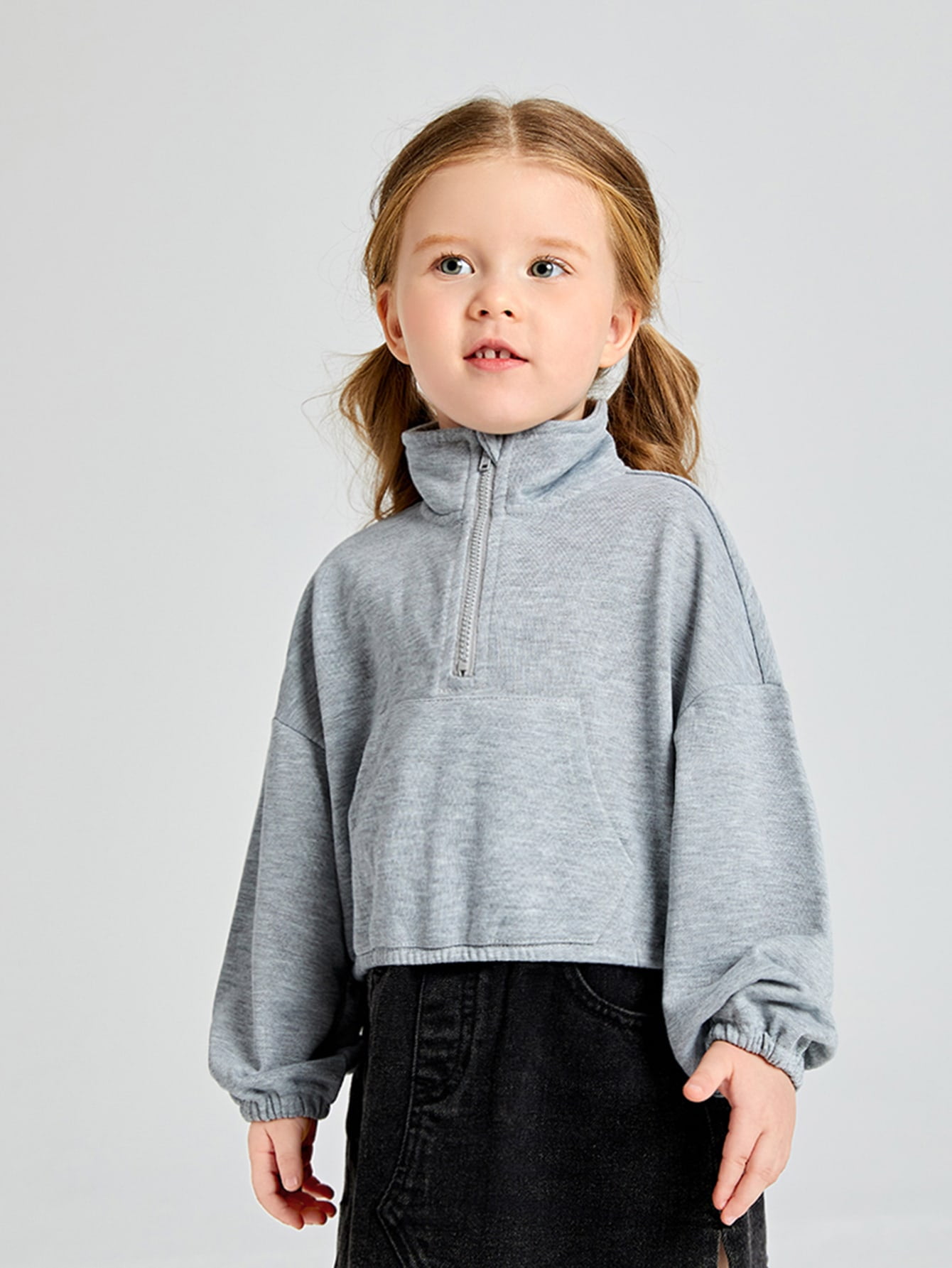 Zipper half placket sweatshirt Clearance